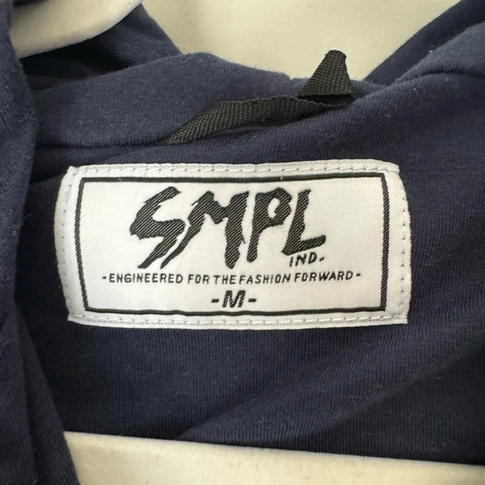 SMPL Sample Industries men’s blue velvet zip hoodie